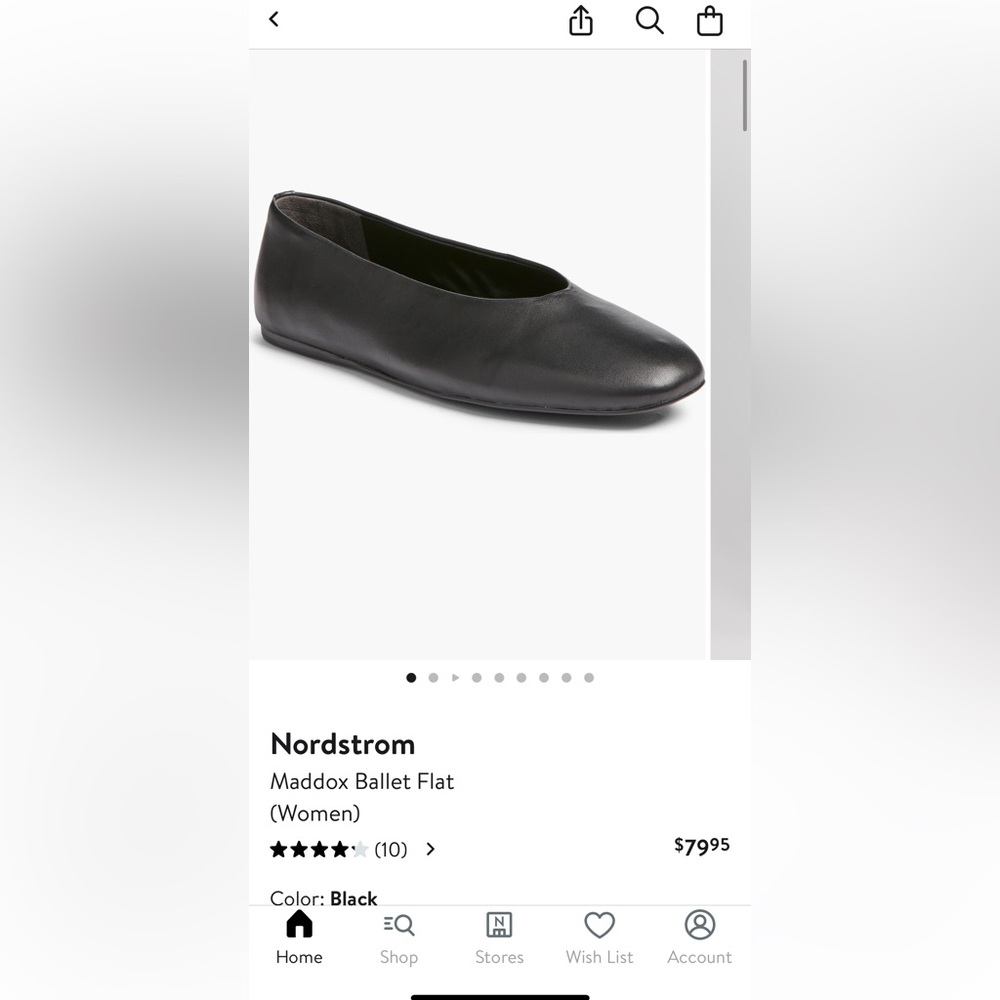 Nordstrom Maddox Ballet Flat, Size 9.5 BLACK